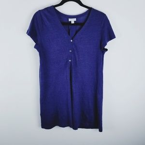 J Jill linen purple tunic Henley button shirt xs